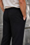 Men's Black Ribbed Baggy Sweatpants Comfortable Fit Wide Leg 2 Straps - 6