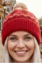Women's Patterned Pompom Knitted Winter Beanie - 5