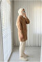 Women's Livia Stone Buttoned Bearded Knitwear Long Cardigan