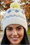 Women's Patterned Pompom Knitted Winter Beanie - 3