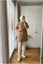 Women's Livia Stone Buttoned Bearded Knitwear Long Cardigan - 4