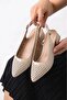 Brave 8882 Cream Laser Stone Detailed Comfortable Women's Short Heeled Shoes - 3