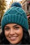 Women's Pompom Hair Braided Metallic Thread Knitwear Winter Beanie - 7