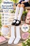 Girl's White Openwork Knee-Length School Socks 1 Pair - Cotton Long Socks with Ruffled Lace Detail