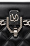 Quilted Embroidered Stone Detailed Double Strap Women's Stylish Hand and Shoulder Bag Black - 8
