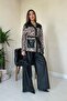 Black Leather Garnished Leopard Set - 2