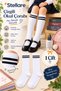Girls' White Striped Knee-High Socks 1 Pair - Striped School Socks Cotton Soft Long Socks