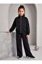 Girl's Black Stone Zippered Wide-Leg Sweatpants Set - 2