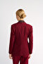 Burgundy Collarless Jacket Classic Suit - 4