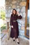 Brown Ruffled Chiffon Dress - 2
