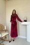 Burgundy Velvet Dress with Lace Detail