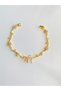 Steel Bracelet - Bracelet with Bow Detail, Pink Stones, Leaves and Flowers - 5