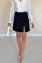 Black Slit Rose Detailed Mini Skirt - 3