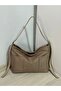 Suede Large Size Women's Shoulder Bag with Belt Detail and Front Pocket - 5