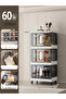 3-Tier Plastic Storage Cabinet with Transparent Doors and Wheels 60x35x96 cm