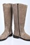 Laceless Zippered Genuine Leather Wide Heel Riding Boots 334-3952-23 Women's Boots - 8