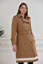 Women's Long Trench with Pocket Details and Buttons - 3
