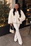 Women's Burgundy Premium Faux Fur Jacket Mazelf