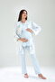 New Season Blue Floral Patterned Design with Easy Breastfeeding Feature Short Sleeve Maternity Pajama Set
