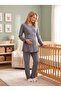 New Season Smoked Double-Breasted Easy Breastfeeding Design Long Sleeve 100% Cotton Maternity Pajama Set - 8