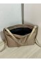 Suede Large Size Women's Shoulder Bag with Belt Detail and Front Pocket - 7