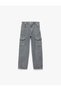 Boy's Loose Fit Cotton Denim Cargo Pants with Pocket Detail - Cargo Jeans - 5
