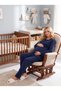 New Season Navy Blue Double-Breasted Easy Breastfeeding Design Long Sleeve 100% Cotton Maternity Pajama Set - 4