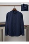 Men's Slim Fit Long Sleeve Oxford Fabric Snap Button 100% Cotton Court Collar Shirt - 7