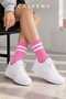 Unisex 6 Pairs Cotton Woven Circle Patterned Striped Tennis College Socks - 3