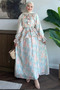 Floral Ruffle Detailed Long Dress