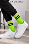 Unisex 6 Pairs Cotton Woven Circle Patterned Striped Tennis College Socks - 3