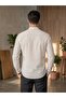 Men's Slim Fit Long Sleeve Linen Striped Judge Collar Shirt - 3