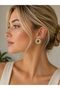 Acrylic Gold Round Hoop Stud Earring - Stylish Elegant Modern Design Earring 316L Steel Anti-Allergy - 2