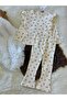 Girl's Floral Patterned Spanish Flared Ribbed Top and Bottom Set - 3