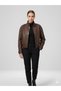 Geaca piele BT, model impletit, BROWN - 3