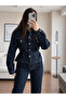 Navy Blue Waist-Slit Jacket and Trousers Denim Set - 7