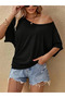 Women's One Shoulder Short Sleeve Loose Viscose Blouse - 5