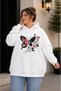 Women's Plus Size Oversize Dtf Printed Hooded Sweatshirt – White Comfortable Casual Hoodie with Kangaroo Pocket S m L XL 2XL 3XL 4XL 5XL 6XL 7XL