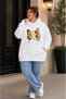 Women's Plus Size Oversize Dtf Printed Hooded Sweatshirt – White Comfortable Casual Hoodie with Kangaroo Pocket S m L XL 2XL 3XL 4XL 5XL 6XL 7XL