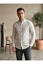 Men's Slim Fit Long Sleeve Linen Striped Judge Collar Shirt