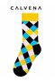 Men's 6 Pairs of Cotton Socks with Black, Blue, White, Yellow Geometric Patterns