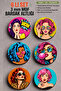 Pop Art Retro Girls Wooden Mdf 6-Piece Coasters |   Wooden Coffee & Tea Coaster