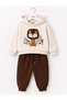 Children's Top and Bottom Set Hooded Lion Printed Sweatshirt and Pants Set - 2