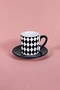 Black and White Diamond Patterned 2-Piece Turkish Coffee Cups - 2