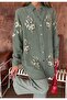 Women's Front Beaded Embroidered Denim Oversize Shirt