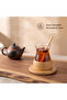 18 Piece Bamboo Tea Set for 6 People Glass Tea Cup Bamboo Coaster and Spoon Set - 4