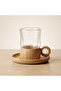 12 Pieces Bamboo Tea Set for 6 People Glass Tea Cup and Bamboo Coaster Set - 2