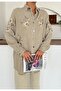 Women's Front Beaded Embroidered Denim Oversize Shirt - 2