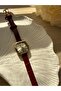 Minimal Leather Cord Women's Wristwatch Claret Red - 5