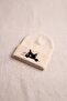 Folded Knitted Beanie with Cat Embroidery Detail - Cute Colorful Winter Beanie - 2